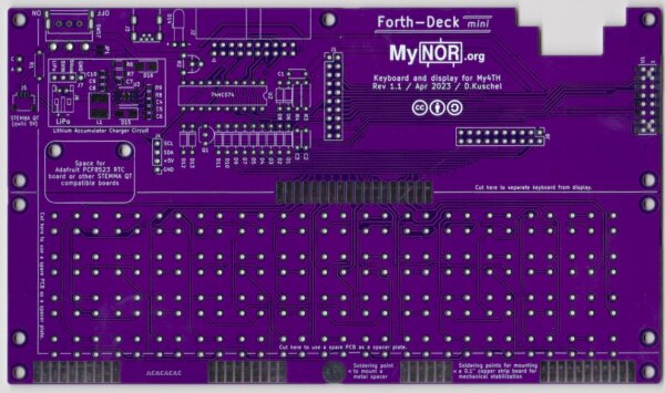 My4TH - Forth Deck - Keyboard and Display V1.1 PCB